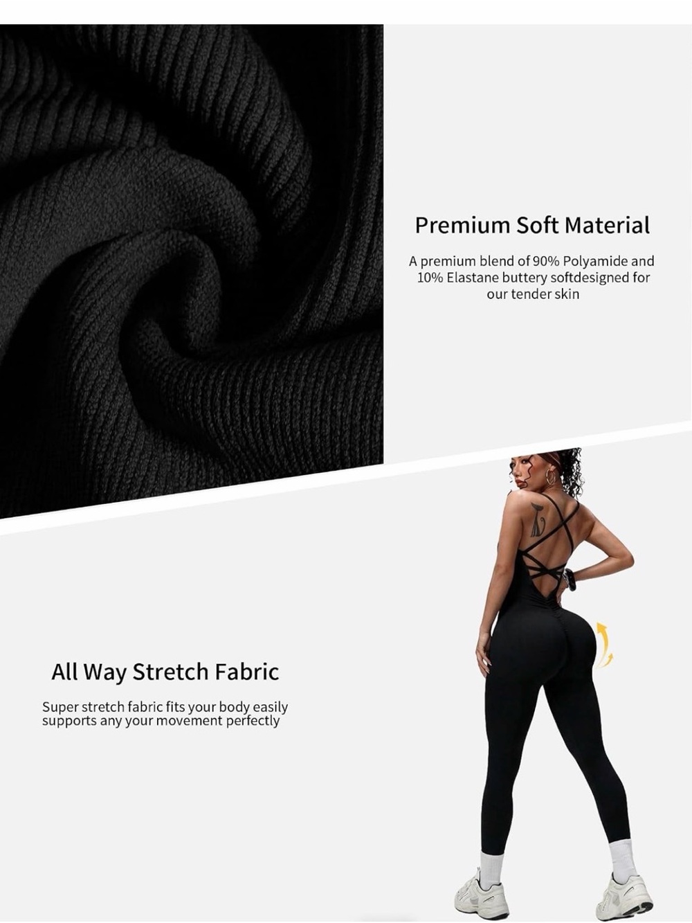 Black Strappy Back Women's Performance Jumpsuit - Picture 5 of 7